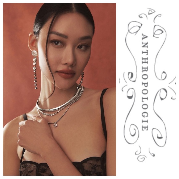 Anthropologie Jewelry - NWT Pearl Crystal Bezel Drop Earrings